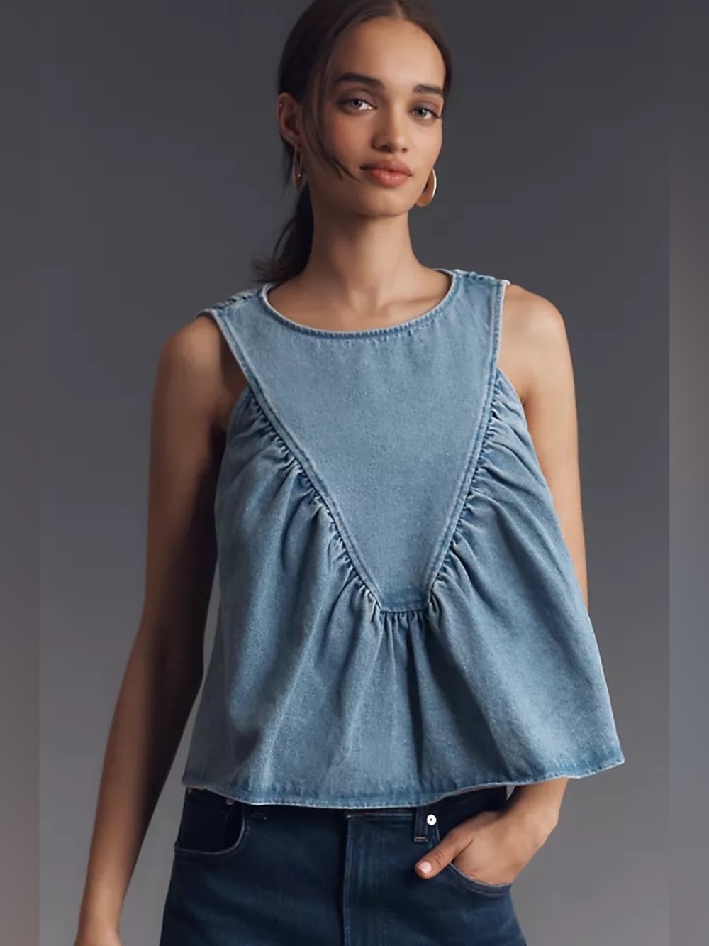 Anthropologie Mare Mare Denim Top 🩵